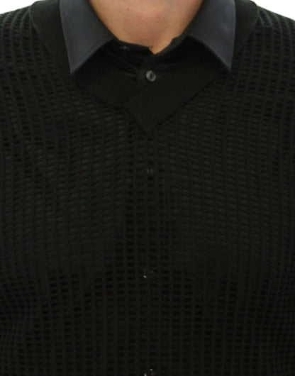 Dolce &amp; Gabbana Elegante jersey de punto verde oscuro con cuello en V