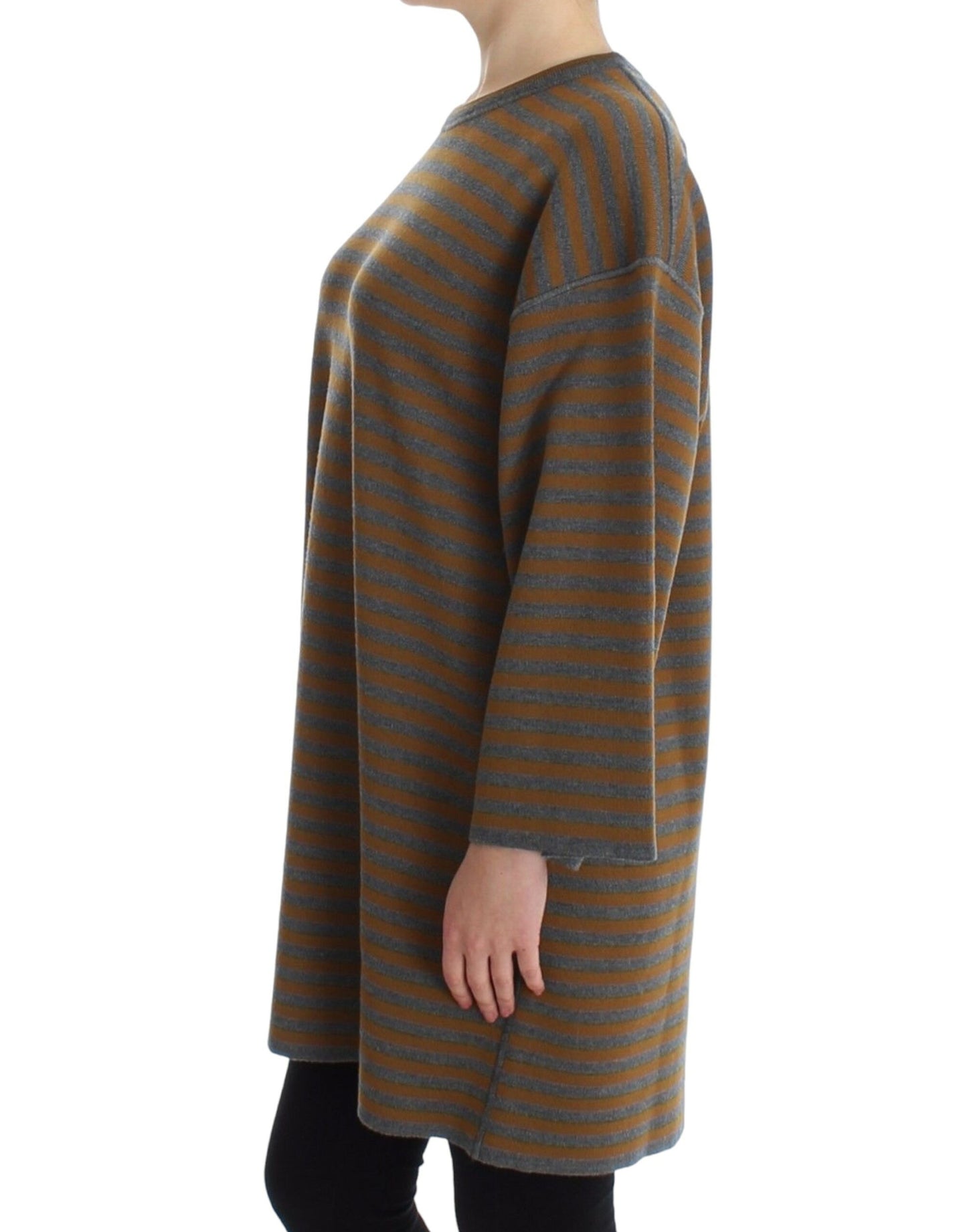 Dolce &amp; Gabbana Yellow &amp; Gray Striped Oversized Sweater