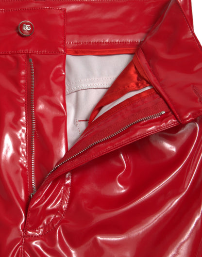 Dolce &amp; Gabbana Pantalones pitillo rojos de cintura alta: elegantes y elegantes