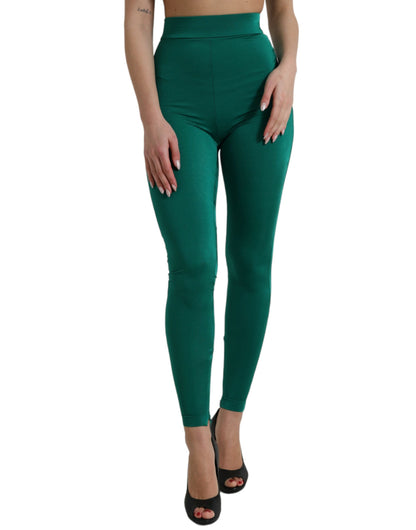 Dolce &amp; Gabbana Leggings verdes de diseñador de cintura alta