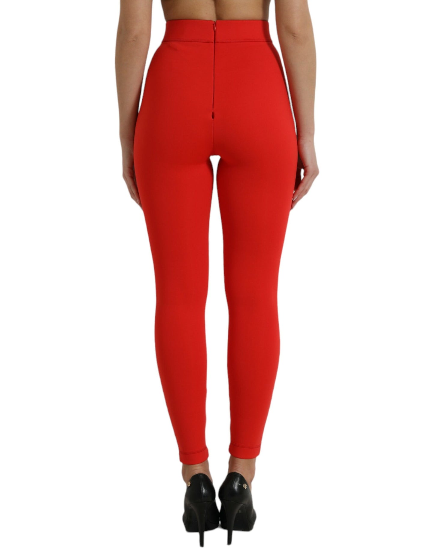 Dolce &amp; Gabbana Elegant High Waist Red Leggings