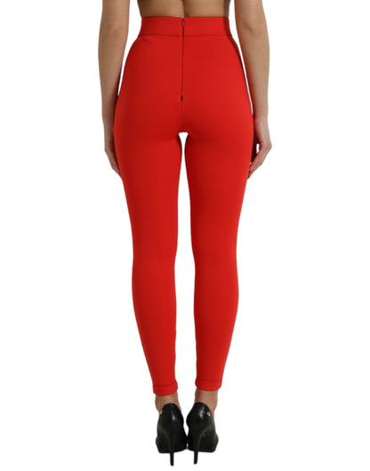 Dolce &amp; Gabbana Elegant High Waist Red Leggings