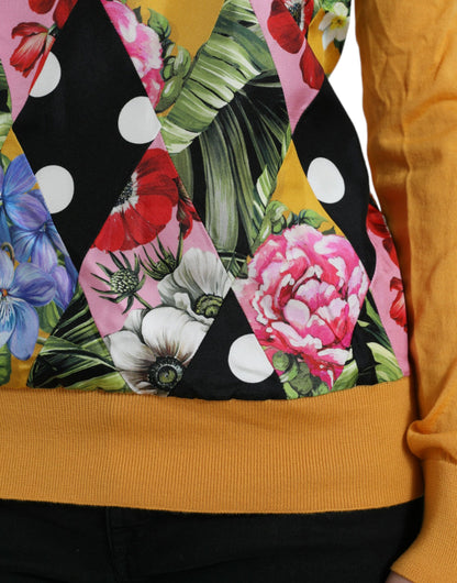 Dolce &amp; Gabbana Suéter elegante en mezcla de seda Henley con patchwork