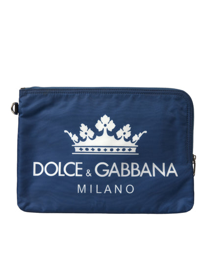 Dolce &amp; Gabbana Elegante bolso de mano con cremallera de nailon azul