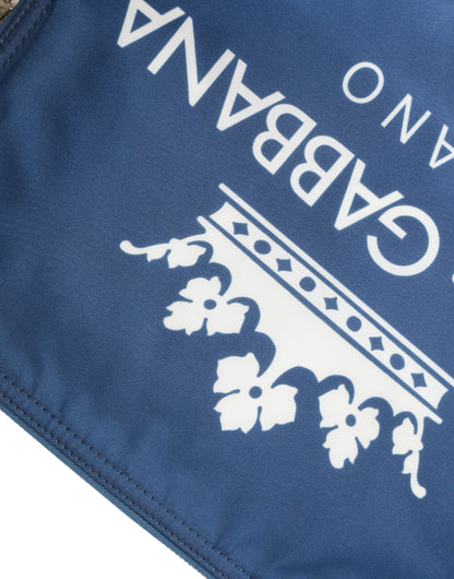 Dolce &amp; Gabbana Elegante bolso de mano con cremallera de nailon azul