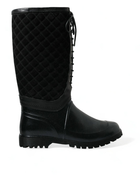 Dolce &amp; Gabbana Elegantes botas de lluvia acolchadas con cordones