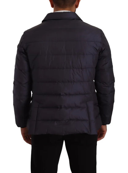 Dolce &amp; Gabbana Elegante chaqueta en mezcla de seda azul oscuro