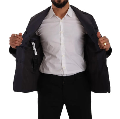 Dolce &amp; Gabbana Elegante chaqueta en mezcla de seda azul oscuro