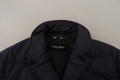 Dolce &amp; Gabbana Elegante chaqueta en mezcla de seda azul oscuro