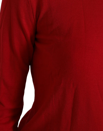 Dolce & Gabbana Red Wool Knitted Crew Neck Pullover Sweater