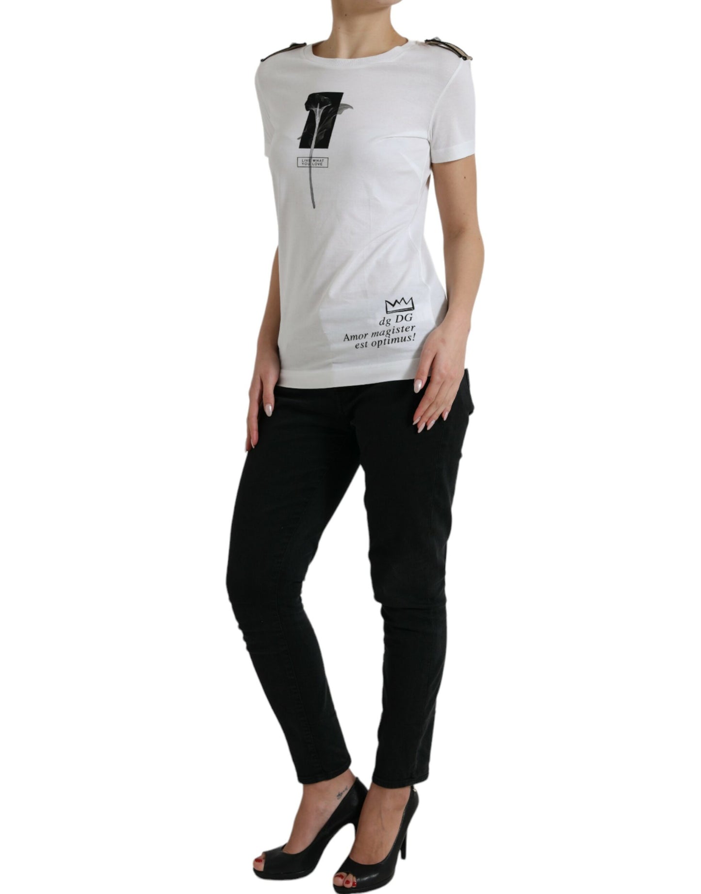 Dolce &amp; Gabbana Camiseta elegante monocromática con cuello redondo