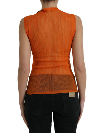 Dolce &amp; Gabbana Camiseta sin mangas naranja elegante con cuello redondo