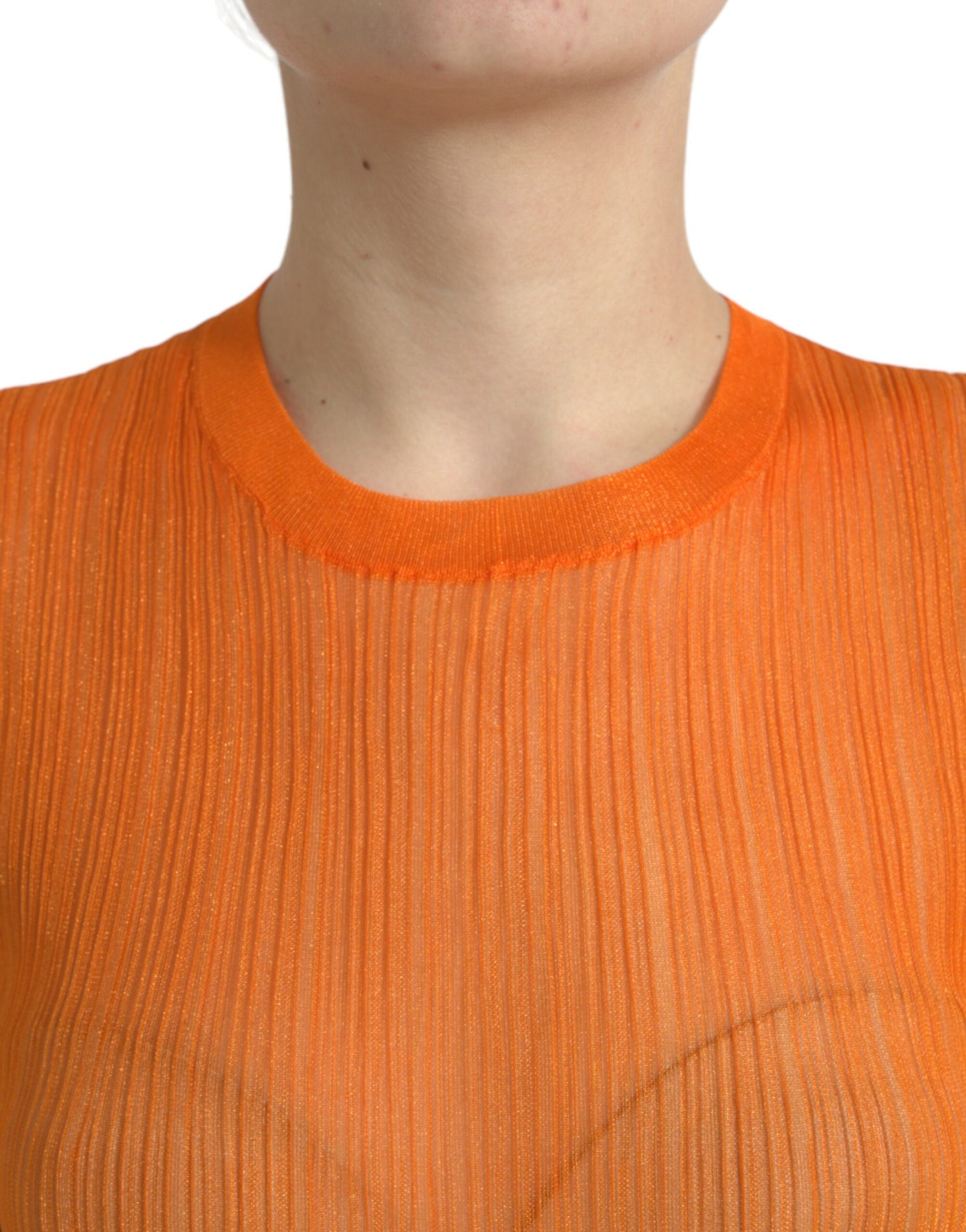Dolce &amp; Gabbana Camiseta sin mangas naranja elegante con cuello redondo