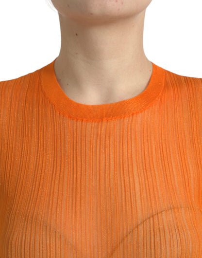 Dolce &amp; Gabbana Camiseta sin mangas naranja elegante con cuello redondo