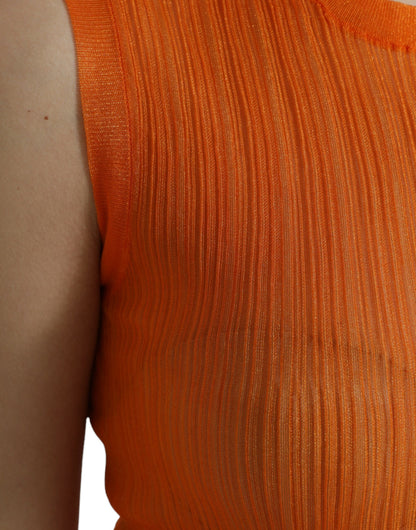 Dolce &amp; Gabbana Camiseta sin mangas naranja elegante con cuello redondo