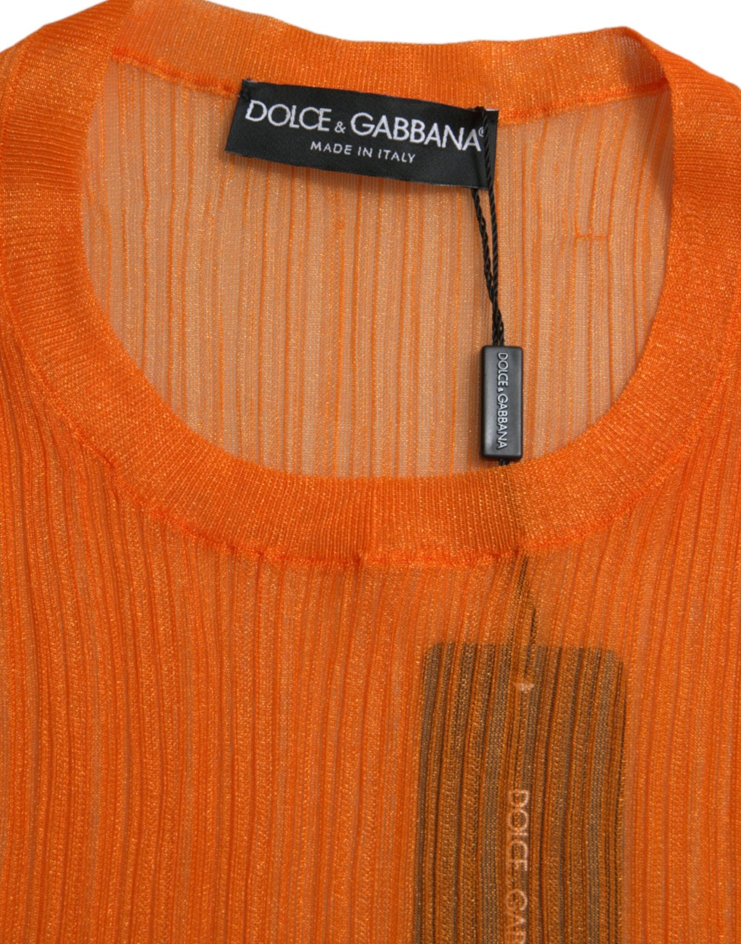 Dolce &amp; Gabbana Camiseta sin mangas naranja elegante con cuello redondo