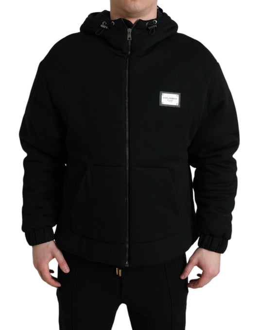 Dolce &amp; Gabbana Elegante cazadora bomber negra con capucha