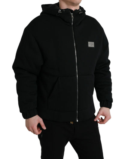 Dolce &amp; Gabbana Elegante cazadora bomber negra con capucha