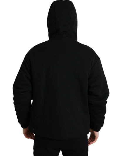 Dolce &amp; Gabbana Elegante cazadora bomber negra con capucha