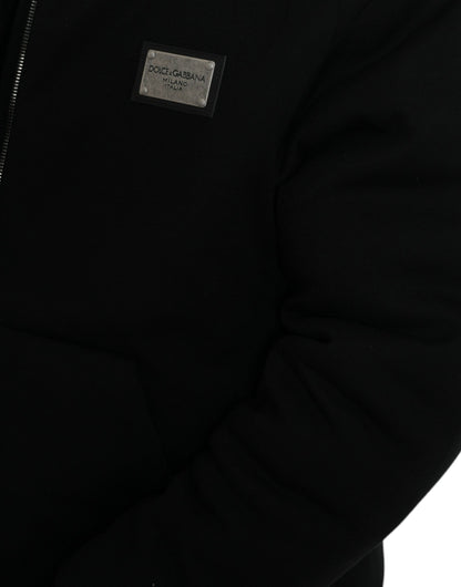 Dolce &amp; Gabbana Elegante cazadora bomber negra con capucha