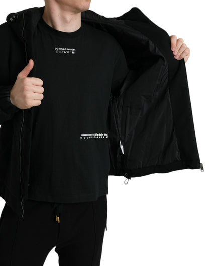 Dolce &amp; Gabbana Elegante cazadora bomber negra con capucha