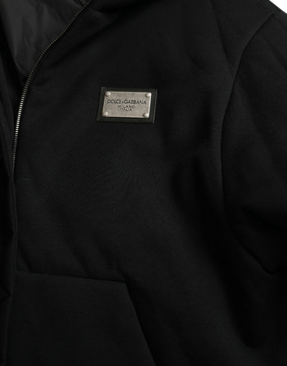 Dolce &amp; Gabbana Elegante cazadora bomber negra con capucha