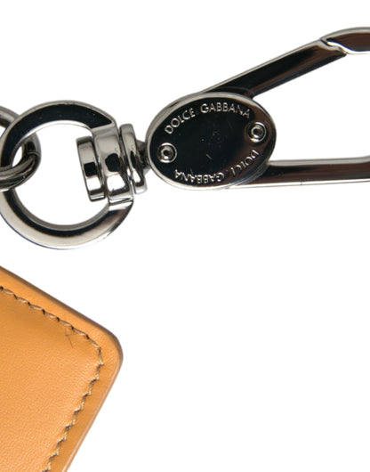 Dolce & Gabbana Orange Calf Leather Credit Card Holder Clip On Wallet