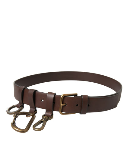 Dolce &amp; Gabbana Elegant Brown Calf Leather Belt - Timeless Accessory