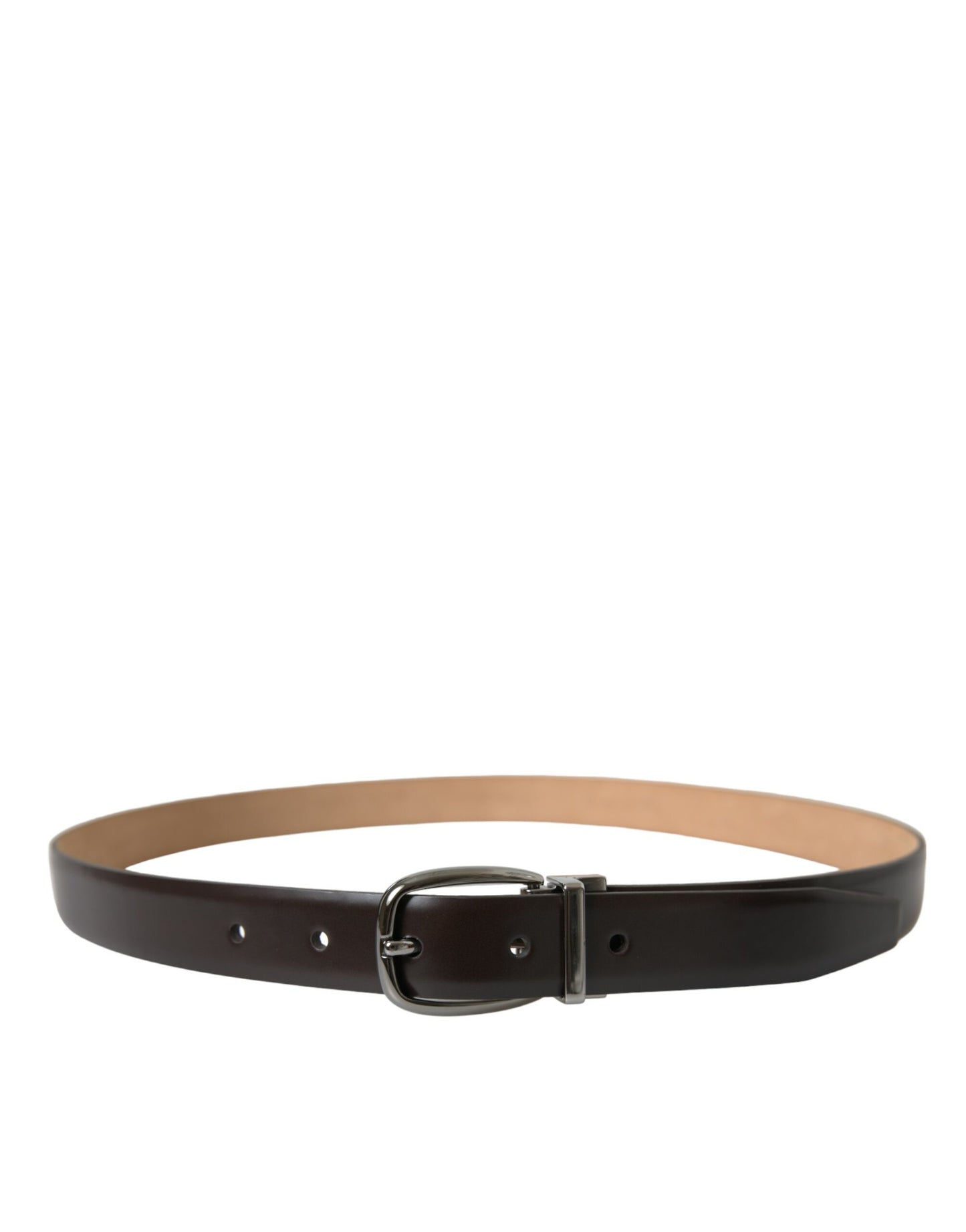 Dolce &amp; Gabbana Elegant Dark Brown Calf Leather Belt