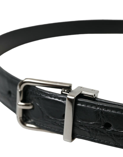 Dolce &amp; Gabbana Elegante cinturón de piel con hebilla de metal