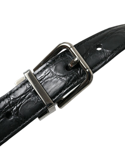 Dolce &amp; Gabbana Elegante cinturón de piel con hebilla de metal