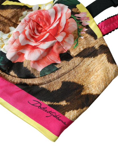 Dolce & Gabbana Multicolor Floral Sleeveless Bustier Crop Top
