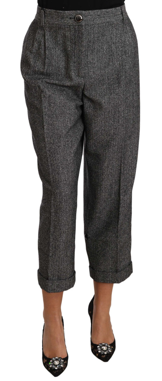 Dolce &amp; Gabbana Elegante pantalón gris de mezcla de lana