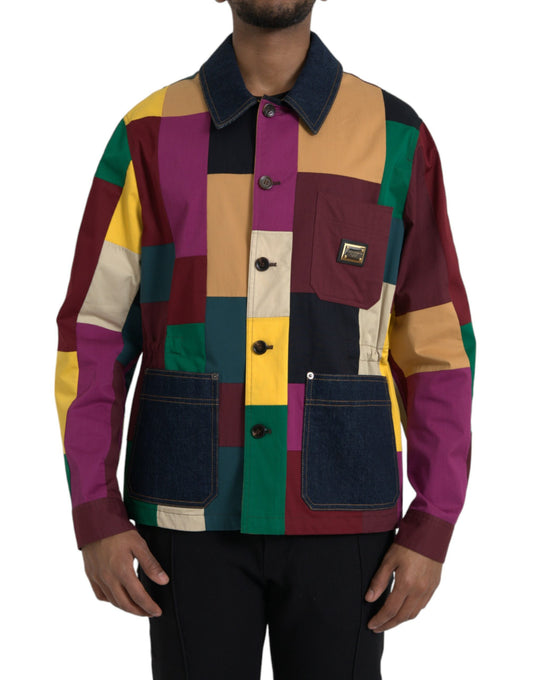 Dolce &amp; Gabbana Chaqueta con cuello de algodón con patchwork multicolor