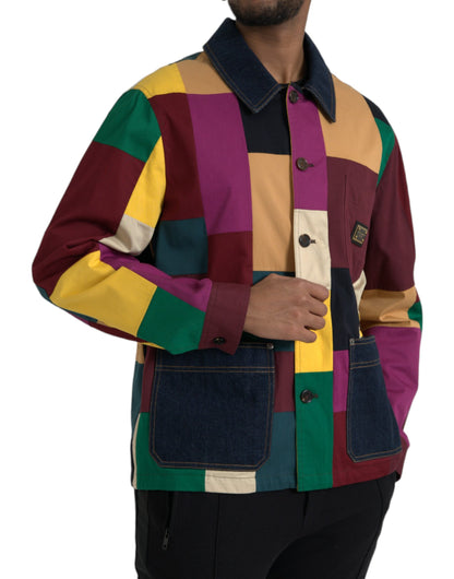 Dolce &amp; Gabbana Chaqueta con cuello de algodón con patchwork multicolor
