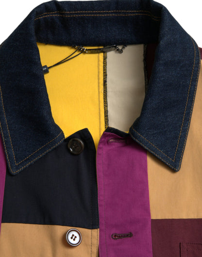 Dolce &amp; Gabbana Chaqueta con cuello de algodón con patchwork multicolor