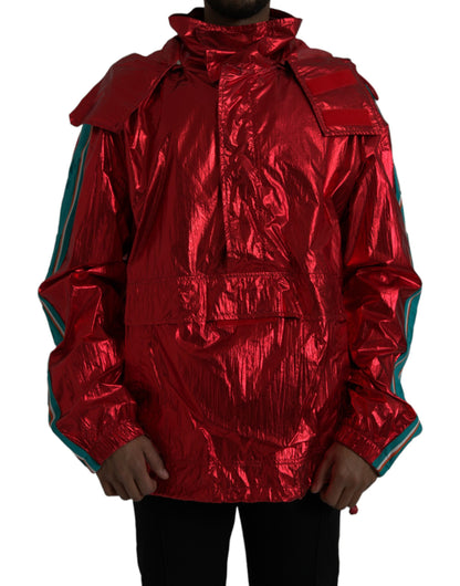 Dolce &amp; Gabbana Chaqueta tipo sudadera con capucha de nailon rojo