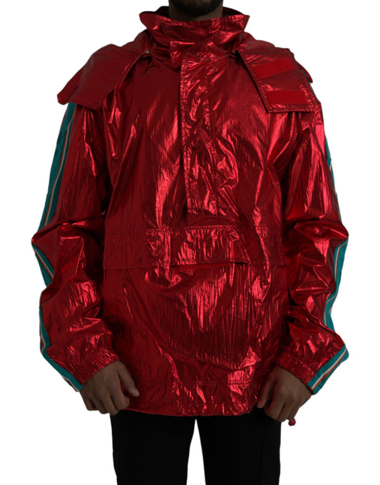 Dolce &amp; Gabbana Chaqueta tipo sudadera con capucha de nailon rojo