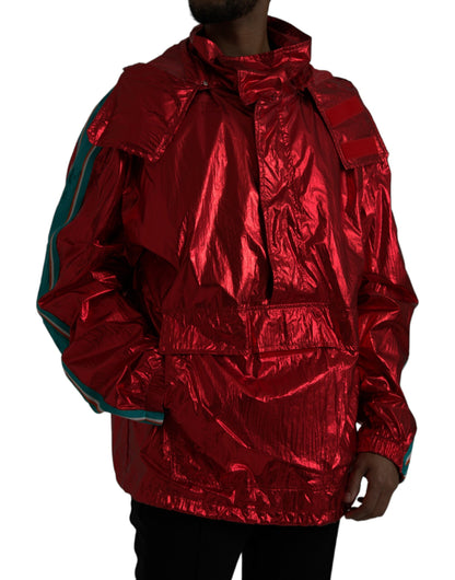 Dolce &amp; Gabbana Chaqueta tipo sudadera con capucha de nailon rojo