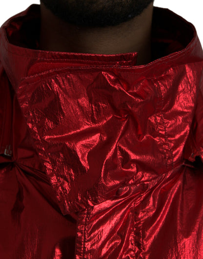 Dolce &amp; Gabbana Chaqueta tipo sudadera con capucha de nailon rojo