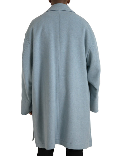 Dolce &amp; Gabbana Gabardina con botones de lana azul claro