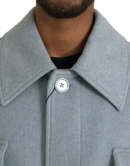 Dolce &amp; Gabbana Gabardina con botones de lana azul claro