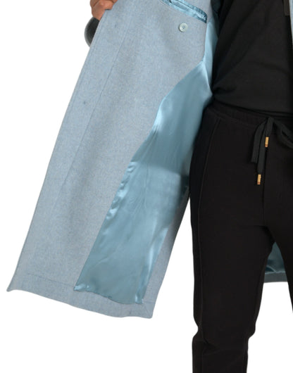 Dolce &amp; Gabbana Gabardina con botones de lana azul claro