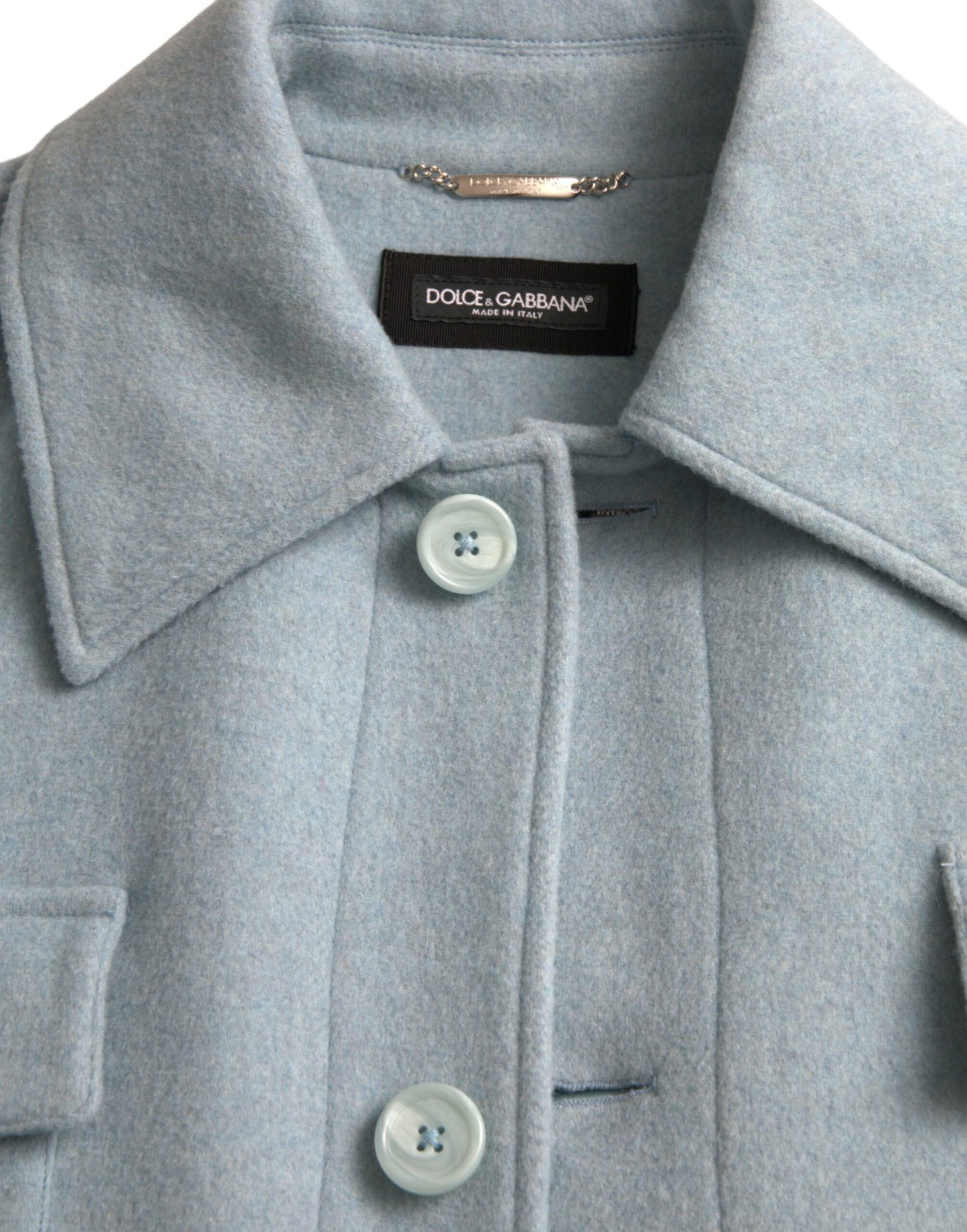 Dolce &amp; Gabbana Gabardina con botones de lana azul claro