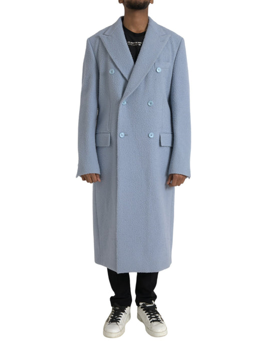 Dolce &amp; Gabbana Gabardina larga azul con doble botonadura