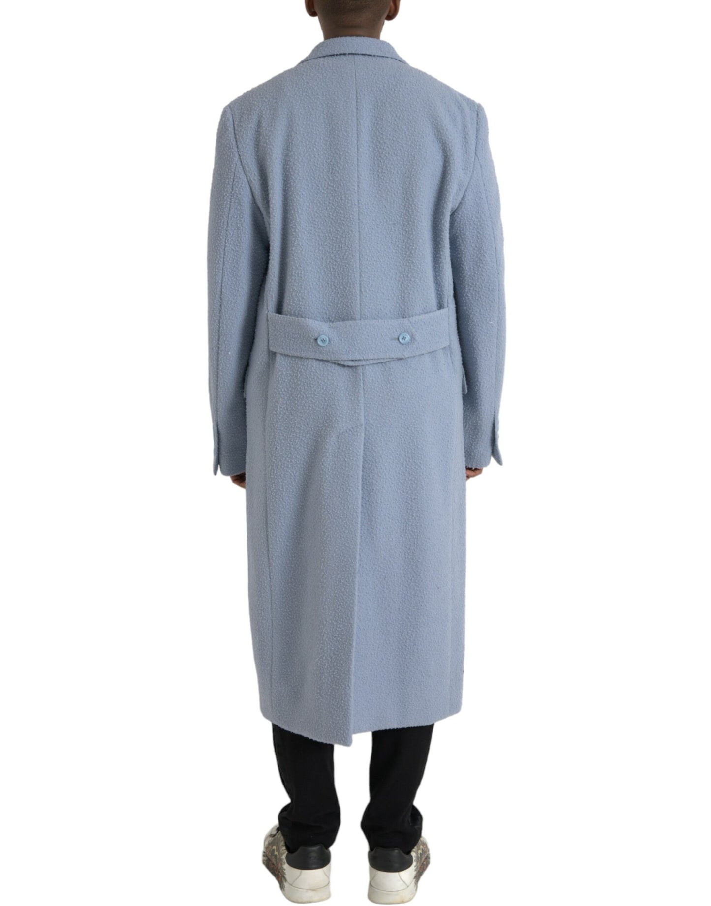Dolce &amp; Gabbana Gabardina larga azul con doble botonadura
