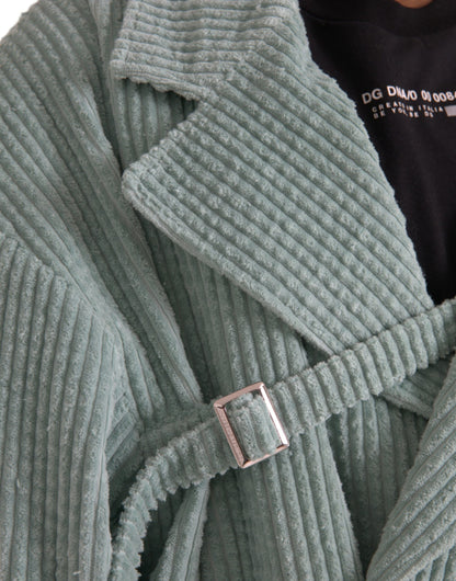 Dolce &amp; Gabbana Chaqueta De Algodón De Pana Con Doble Botonadura Azul