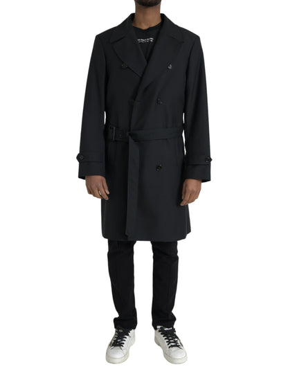 Dolce &amp; Gabbana Gabardina negra con doble botonadura