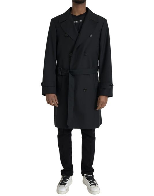 Dolce &amp; Gabbana Gabardina negra con doble botonadura