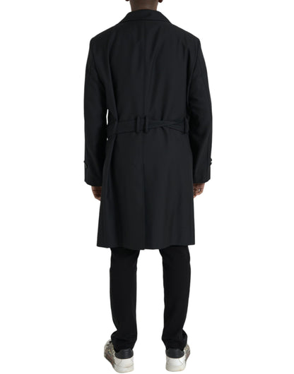 Dolce &amp; Gabbana Gabardina negra con doble botonadura